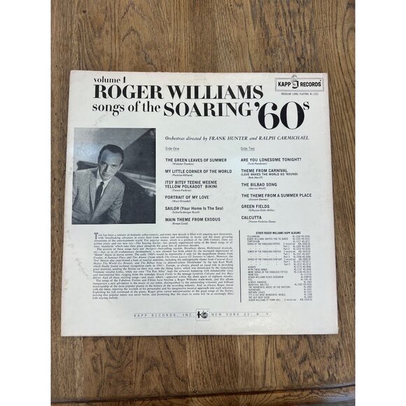 Roger Williams Songs Of The Soaring 60s Vinyl Record Album Vol. 1 KL 1251 - Picture 5 of 6